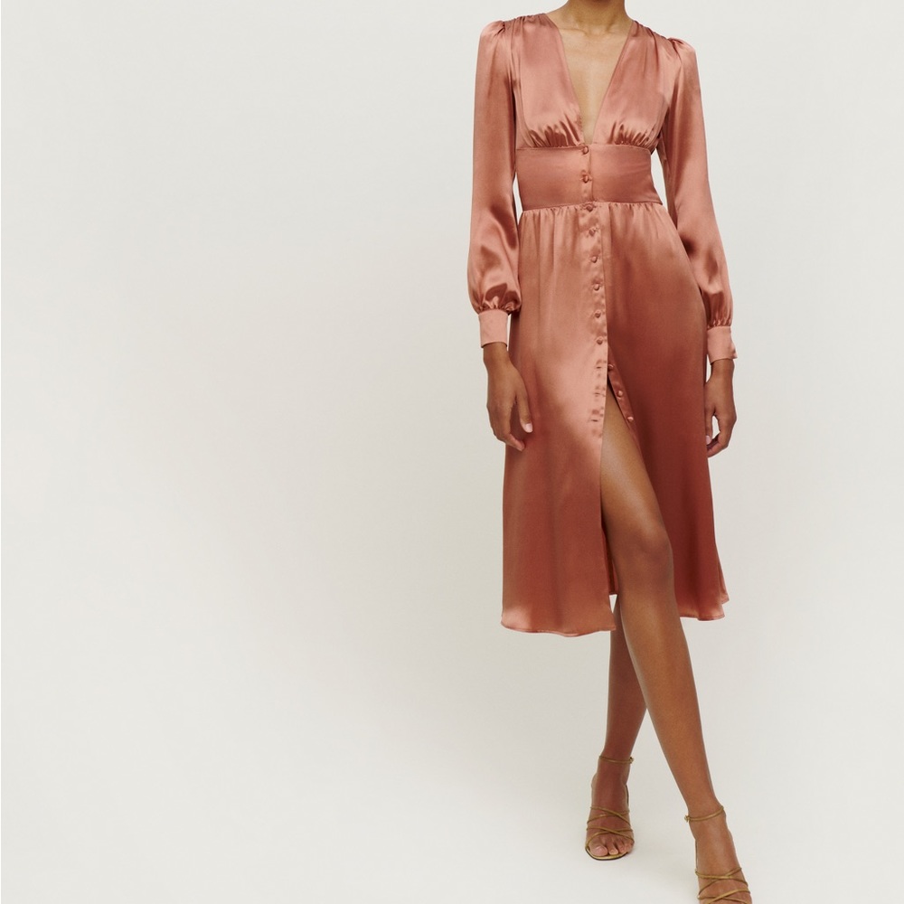 REFORMATION Nicola Dress in Praline color size 10. Never worn. Brand new!